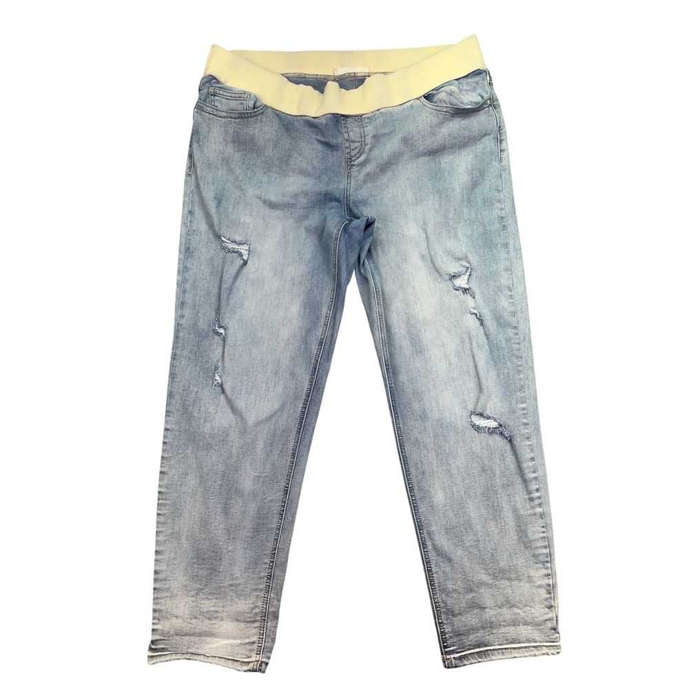 Ripe Denim Maternity Distressed Jeans Light Wash Comfort Belly Band XXL Fits 38"
